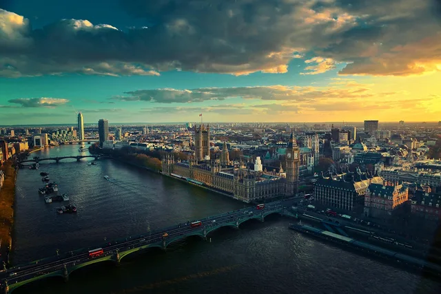 thames, london, nature, river, uk, city, cityscape, aerial view, sunset. Why a London attribution benchmark does not transfer to England's regions